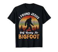 Encontré a Jesús Todavía Buscando Bigfoot Retro Sasquatch Camiseta