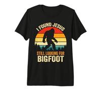 Encontré a Jesús todavía Buscando Bigfoot Retro Vintage Camiseta Premium