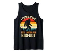 Encontré a Jesús todavía Buscando Bigfoot Retro Vintage Camiseta sin Mangas