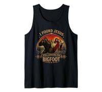Encontré a Jesús todavía Buscando Bigfoot Retro Vintage Camiseta sin Mangas
