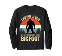 Encontré a Jesús todavía Buscando Bigfoot Retro Vintage Manga Larga