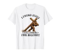 Encontré a Jesús todavía Buscando Bigfoot Sasquatch Christian Camiseta