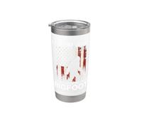 Encontré a Jesús todavía buscando la bandera de Estados Unidos de Bigfoot Sasquatch Vaso térmico de acero inoxidable de doble pared