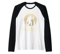 Encontré a Jesús todavía Buscando una Aventura de diseño de Bigfoot Camiseta Manga Raglan