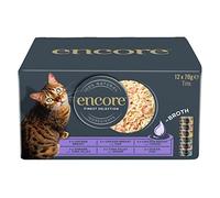 ENCORE Comida Húmeda Natural Gatos, Multipack de Selección Variada en Caldo para Gatos Adultos, Paquete de 48 latas de 70 g