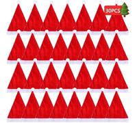 ENCOUN 30Pcs Gorro Navideño, 30x40cm Gorro de Papá Noel, Gorro Navidad de Cómodo, Gorros Navideños Adultos, Gorro de Navidad Unisex, Accesorios de Navidad para Fiesta de Navidad y Juego de rol