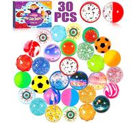 ENCOUN 30PCS Pelotas Saltarinas, 32mm Pelotas Saltarinas para Niños, Pelotas de Rebote, Colores Brillantes, Pelotas de Goma, Color Aleatorio, Relleno Piñatas de Cumpleaños Infantil