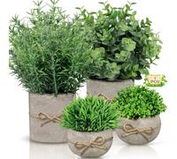 ENCOUN 4Pcs Plantas Artificiales, Plantas Artificiales Decorativas, Mini Plantas Decorativas, Macetas Artificiales Decorativas, Planta Decorativa para Casa, Oficina Mesa, Baño, Hogar Decoración