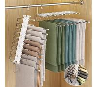 ENCOUN 9 en 1, 2 Perchas Ahorra Espacio Plegables, Percha Portátiles Multifuncionales, Organizador de Pantalones, Bufanda, Corbat