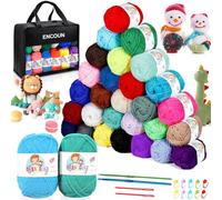 ENCOUN Lanas para Crochet, 30 Colores Hilo Algodon Crochet, 30x30g Ovillos de Algodon para Crochets, Lana Crochets 2 Ganchos Ganchillo, Hilo de Tejer Acrílico, Lana para Tejer para DIY y Tejido a Mano