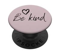 Encouraging Black & Light Pink "Be Kind" Heart PopSockets PopGrip Intercambiable