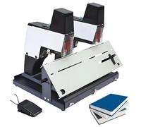 Encuadernadora Automática de Sobremesa, Encuadernadora de Libros y Libros de Alta Resistencia, Grapadora Eléctrica Rápida, Grapadora de Doble Cabezal con Pedal, 2000 Grapas Incluidas