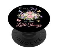 Encuentra alegría en Las pequeñas Cosas Lindas afirmaciones Florales de Primavera PopSockets PopGrip Adhesivo