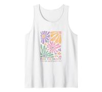 Encuentra la Belleza en la floración Floral inspiradora Diaria Retro Camiseta sin Mangas