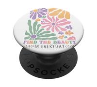 Encuentra la Belleza en la floración Floral inspiradora Diaria Retro PopSockets PopGrip Adhesivo