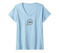 Encuentra la Lupa inspiradora Joy Camiseta Cuello V, Mujer, Azul Bebé, M