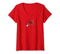Encuentra la Lupa inspiradora Joy Camiseta Cuello V, Mujer, Rojo, L