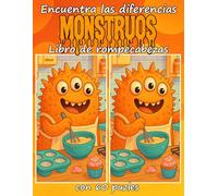 Encuentra las diferencias Monstruos Libro de rompecabezas con 60 puzles: Divertidos rompecabezas de las diferencias con temática de monstruos para niños, adolescentes y adultos