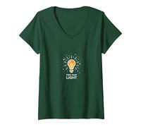 Encuentra tu Bombilla inspiradora Camiseta Cuello V, Mujer, Verde Bosque, XL