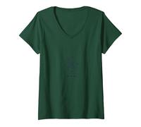 Encuentra tu diseño de brújula Central Inspirador Camiseta Cuello V, Mujer, Verde Bosque, L