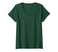 Encuentra tu diseño de brújula Central Inspirador Camiseta Cuello V, Mujer, Verde Bosque, XL