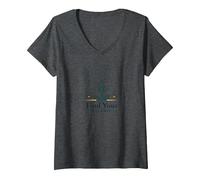 Encuentra tu Equilibrio: Yoga y Justice Harmony Logo Camiseta Cuello V, Mujer, Jaspeado Oscuro, S