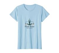 Encuentra tu Equilibrio: Yoga y Logotipo de armonía de Justicia Camiseta, Mujer, Azul Bebé, L