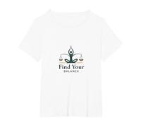 Encuentra tu Equilibrio: Yoga y Logotipo de armonía de Justicia Camiseta, Mujer Tallas Grandes, Blanco, 6XL Grande