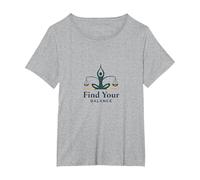 Encuentra tu Equilibrio: Yoga y Logotipo de armonía de Justicia Camiseta, Mujer Tallas Grandes, Gris Jaspeado, 2XL Grande