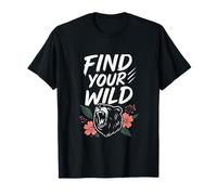 Encuentra tu gráfico de Senderismo Floral con Cabeza de Oso Salvaje Camiseta