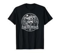 Encuentra tu Propio Camino Bigfoot Overlanding Adventure 4x4 Off-Road Camiseta gráfica económica, Hombre, Negro, L