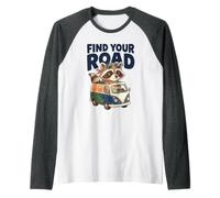 Encuentra tu Viaje por Carretera Aventura Humor Viajes Vibes Van Camiseta Manga Raglan