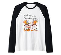 Encuéntrame en el Parche de Calabazas, Divertida Cosecha de Temporada de otoño Camiseta Manga Raglan