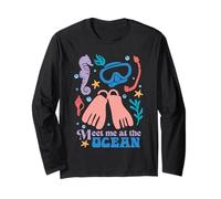 Encuéntrame en la Camiseta Ocean Boho Beach Vacation Snorkeling Manga Larga
