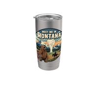 Encuéntrame en Montana Bear Mountains Nature Design Vaso térmico de acero inoxidable de doble pared