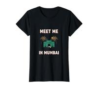 Encuéntrame en Mumbai India Camiseta gráfica económica, Mujer, Negro, L