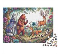 Encuentro de Animales del Bosque Puzzle 1000 Piezas Adultos Y Niños,14 Años+,Deco Pared,Regalo Ideal,Rompecabezas,Premium,Cartón,Anti-estrés,Relax,Desafío,Reto,Educativo 38x26cm