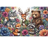 Encuentro de Animales del Bosque Puzzle 1000 Piezas Adultos Y Niños,Deco Pared,Anti-estrés,Premium,Desafío,Regalo Ideal,Rompecabezas,14 Años+,Relax,Reto,Cartón,Educativo 52x38cm