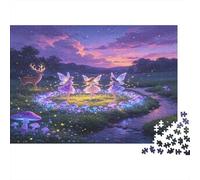 Encuentro de Hadas en el Bosque Puzzle de 1000 Piezas Cartón Puzzle para Adultos Escena Nocturna Fantasía Juego de Puzzle 1000 Piezas Relajación Hogar Regalo 52x38cm/1000pcs