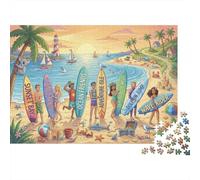 Encuentro de Surf al Atardecer Puzzle 1000 Piezas Adultos Y Niños,Anti-estrés,Reto,Regalo Ideal,Deco Pared,Premium,Cartón,Rompecabezas,14 Años+,Relax,Desafío,Educativo 38x26cm