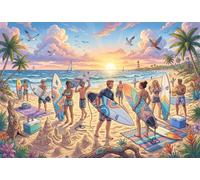 Encuentro de Surf al Atardecer Puzzle 1000 Piezas Adultos Y Niños,Anti-estrés,Reto,Regalo Ideal,Deco Pared,Premium,Cartón,Rompecabezas,14 Años+,Relax,Desafío,Educativo 38x26cm