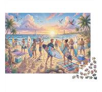 Encuentro de Surf al Atardecer Puzzle 1000 Piezas Adultos Y Niños,Anti-estrés,Reto,Regalo Ideal,Deco Pared,Premium,Cartón,Rompecabezas,14 Años+,Relax,Desafío,Educativo 52x38cm