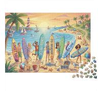 Encuentro de Surf al Atardecer Puzzle 1000 Piezas Adultos Y Niños,Reto,Rompecabezas,14 Años+,Deco Pared,Regalo Ideal,Premium,Cartón,Anti-estrés,Relax,Desafío,Educativo 52x38cm