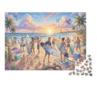 Encuentro de Surf al Atardecer Puzzle 1000 Piezas Adultos Y Niños,Rompecabezas,Desafío,14 Años+,Premium,Cartón,Deco Pared,Regalo Ideal,Anti-estrés,Relax,Reto,Educativo 70x50cm