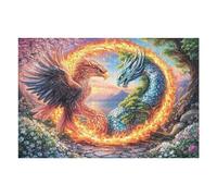Encuentro Entre águila roja y dragón Azul Puzzles 1000 Piezas Obra De Arte 3D Familiar Tiempo Feliz Rompecabezas para Adultos Aliviar Estrés Decoración Hogar Moderno DIY 1000 PCS