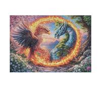 Encuentro Entre águila roja y dragón Azul Puzzles 300 Piezas Obra De Arte Decorativa Tiempo Feliz Rompecabezas Familiar para Adultos DIY Creativo Aliviar Estrés Portátil 300 PCS