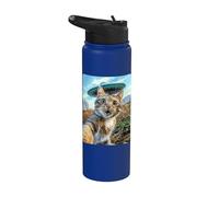 Encuentro extraterrestre: Selfie de gato con OVNI Stainless Steel Insulated Water Bottle