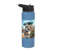 Encuentro extraterrestre: Selfie de gato con OVNI Stainless Steel Insulated Water Bottle