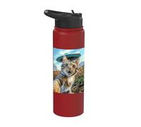 Encuentro extraterrestre: Selfie de gato con OVNI Stainless Steel Insulated Water Bottle