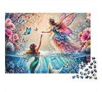 Encuentro Hada Sirena Rompecabezas de 1000 Piezas Ocio para Adultos Hada y Sirena Junto al Agua Premium Grueso Resistente Desafiante Alivio del Estrés 38x26cm/1000pcs